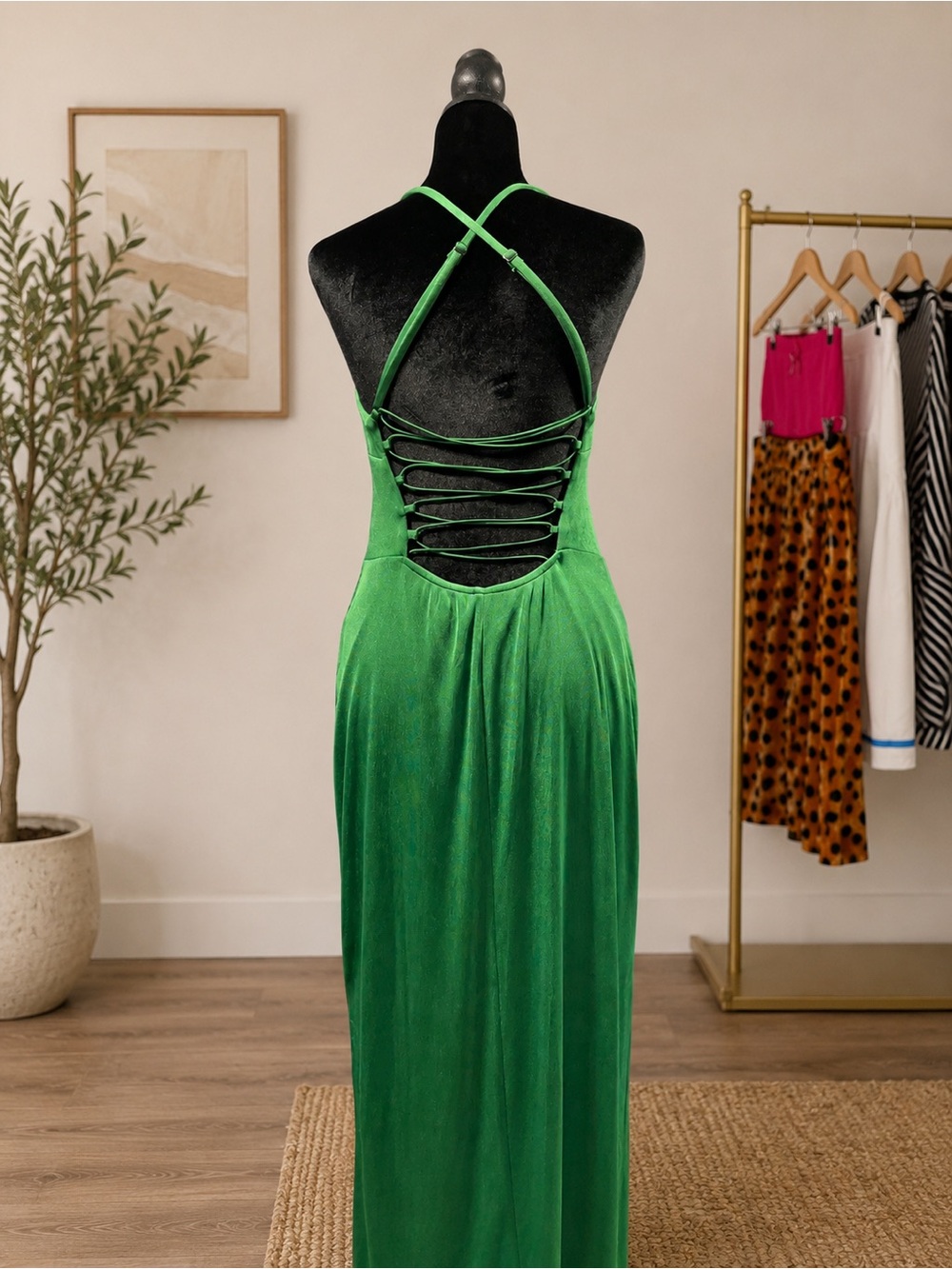 wild fable Green Slip Maxi Dress with Adjustable Straps